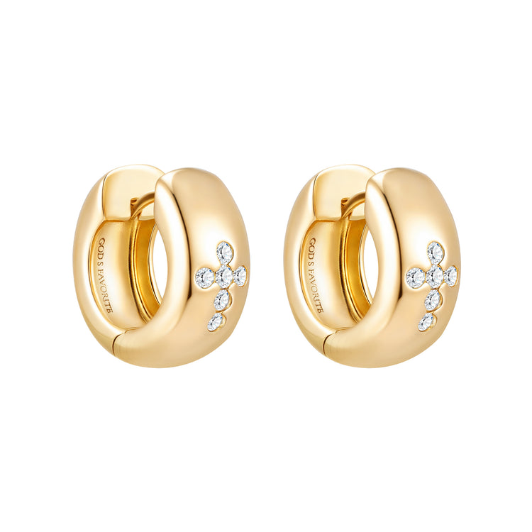Chloe Cross Huggie Earrings